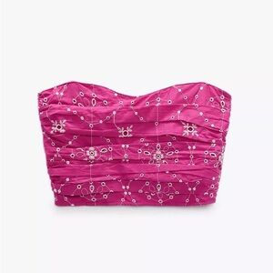 Zara pink embroidered tube top